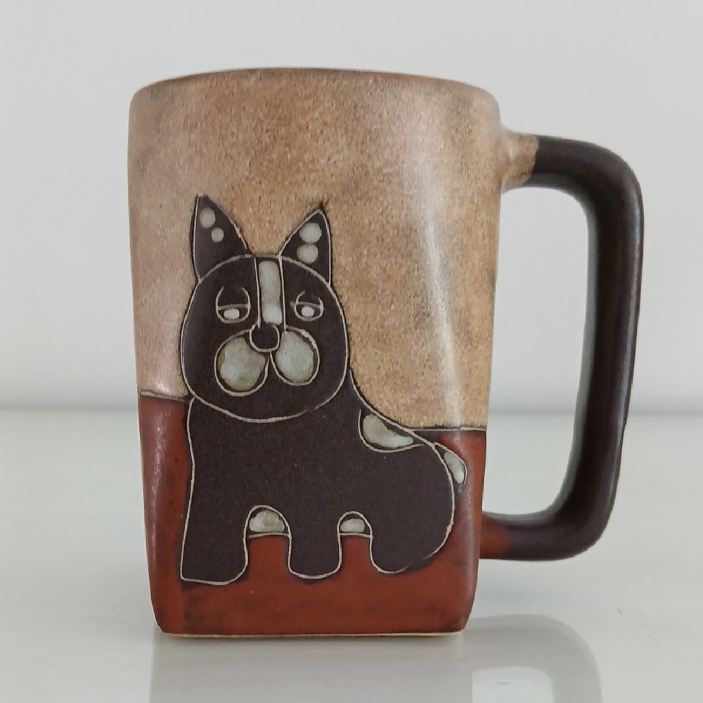 Mara DOGS Mexican Pottery Square Bottom Cup Mug 12 oz